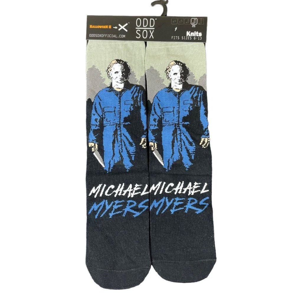 Odd Sox Halloween Michael Myers In Coveralls With Knife Crew Socks Men's 6-13